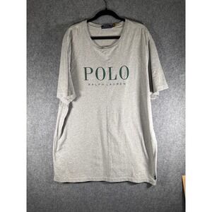 Polo Ralph Lauren Mens T Shirt XLT Tall Gray Green Logo Cotton Casual Tee‎